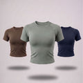 Raw crop Olive, Sage green & Navy 3-Pack