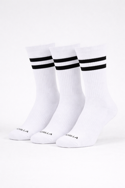 Double Stripe White Socks 3-Pack