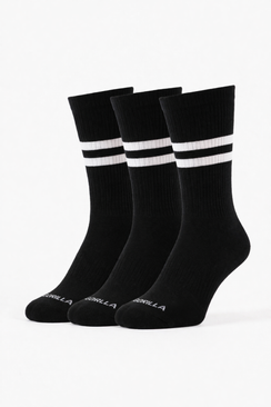 Double Stripe Black Socks 3-Pack