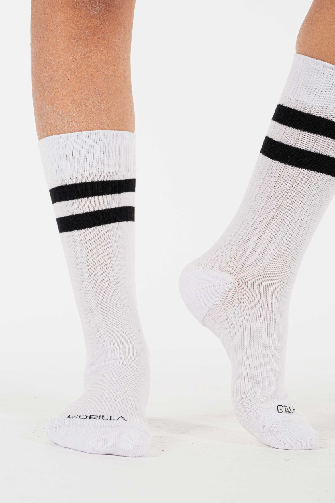Double Stripe White Socks