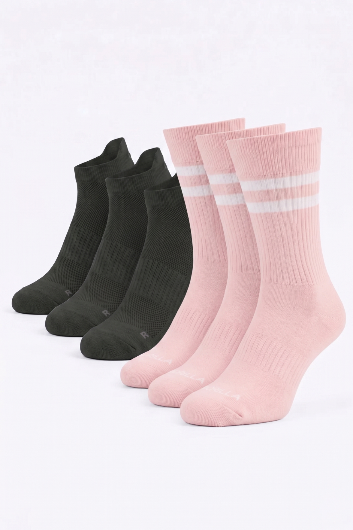 Gorilla Mixed Socks — Pastel Olive & pink 6-Pack