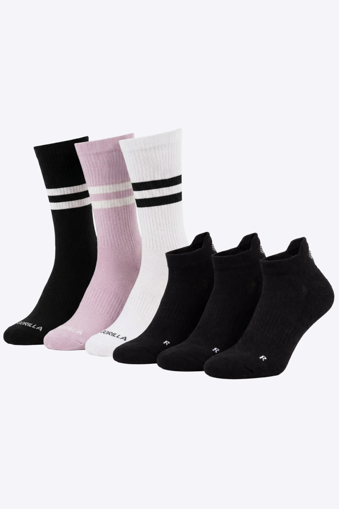 Gorilla Mixed Socks — Pastel pink 6-Pack