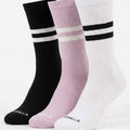Gorilla Striped Crew Socks — Black / Dusty Pink / White 3-Pack